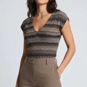 INC INTERNACIONAL CONCEPTS Deep V-Neck Multicolor Top